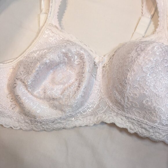 sz 38dd Playtex white unpadded and no underwire bra lace over attractive - Picture 2 of 5